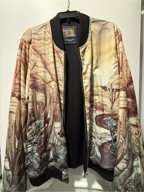 Scotch & Soda Desert Print Bomber Jacket in Beige Brown